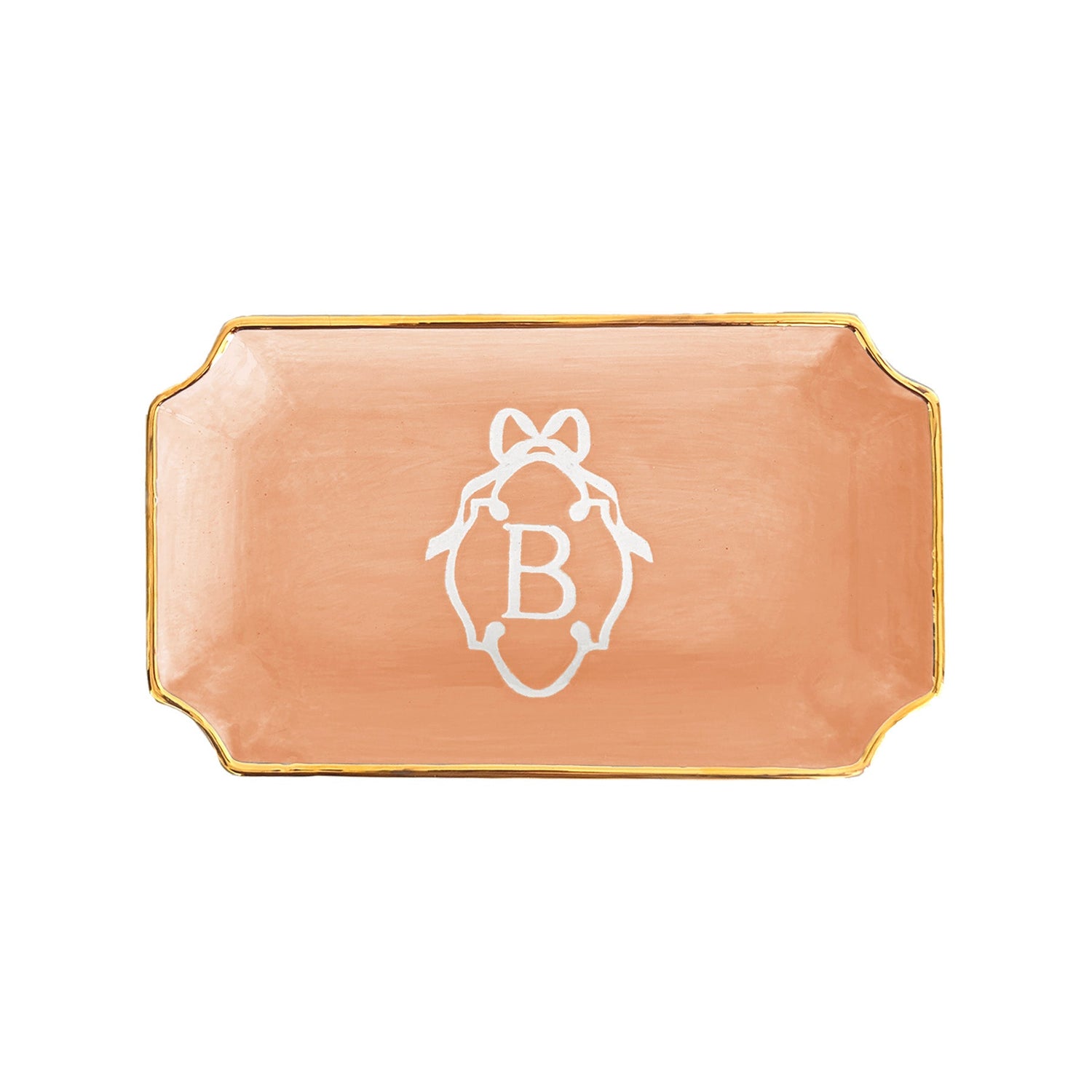 Bow Monogram Trays with 22K Gold Accent