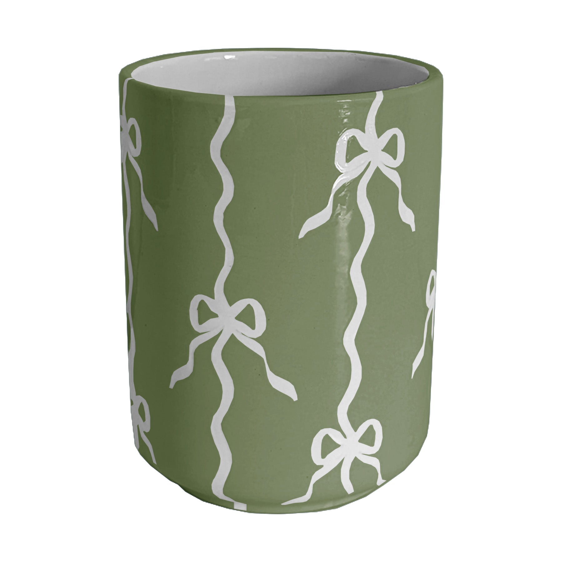 Big Ceramic Green Utensils Holder 