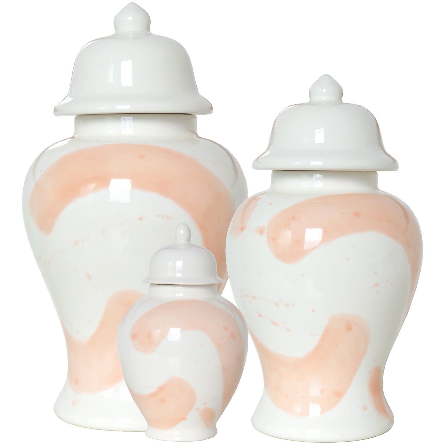 Coral Brushstroke Ginger Jars