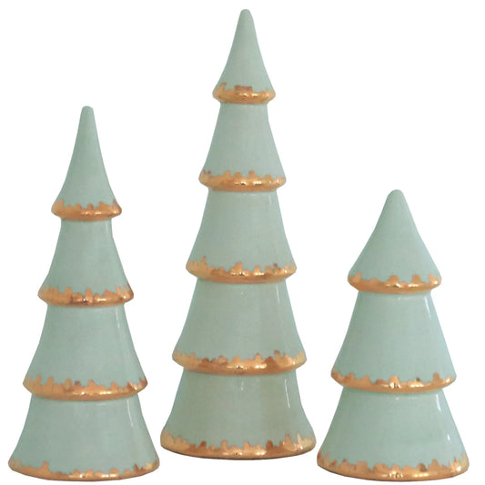 Sea Glass Christmas Trees with 22K Gold Brushstroke Accent | Wholesale