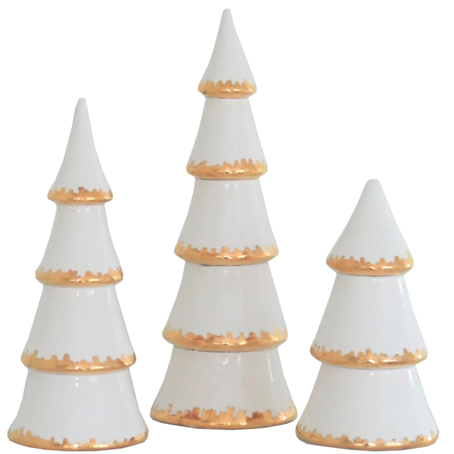 White Christmas Trees with 22K Gold Brushstroke Accent