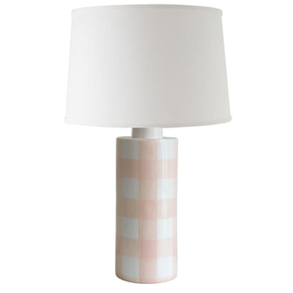 Blush Gingham Column Lamp