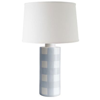 Hydrangea Light Blue Gingham Column Lamp