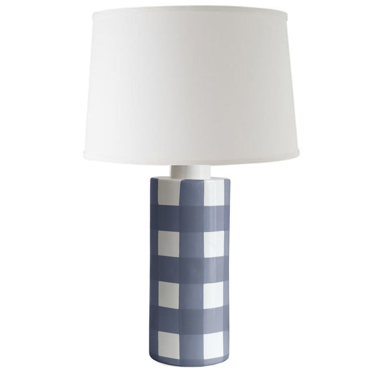 Navy Blue Gingham Column Lamp