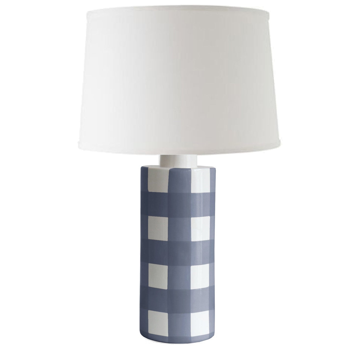 Navy Blue Gingham Column Lamp | Wholesale
