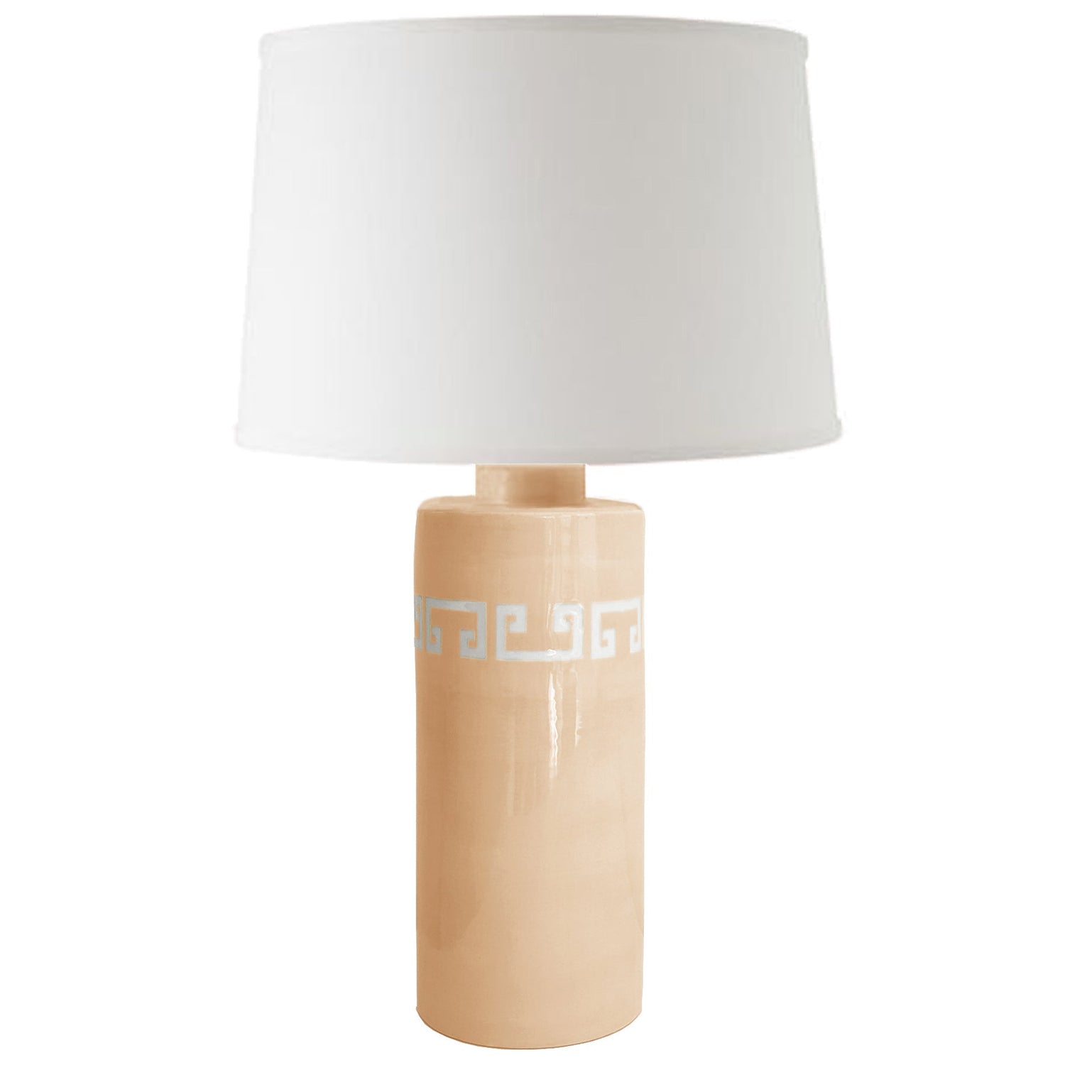 Coral Greek Key Column Lamp
