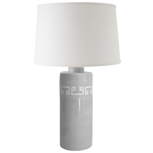 Light Gray Greek Key Column Lamp