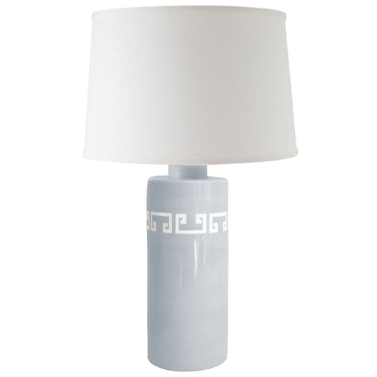 Hydrangea Light Blue Greek Key Column Lamp | Wholesale
