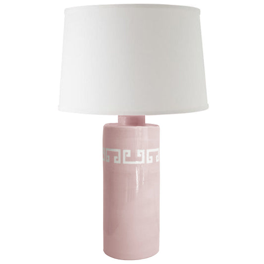 Cherry Blossom Pink Greek Key Column Lamp