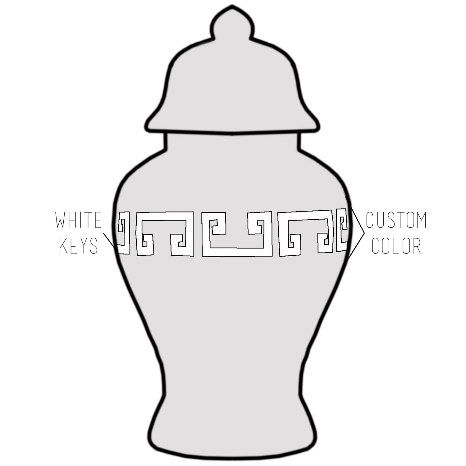 Custom Color Greek Key Ginger Jars