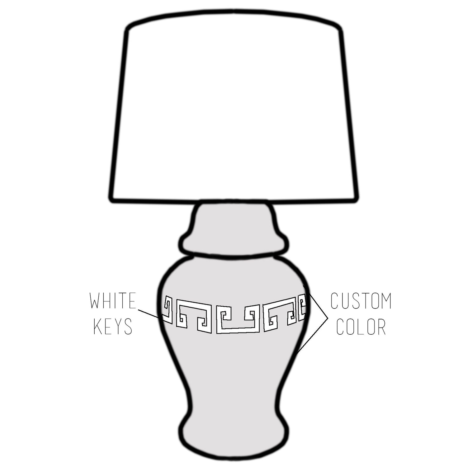 Custom Color Greek Key Ginger Jar Lamp