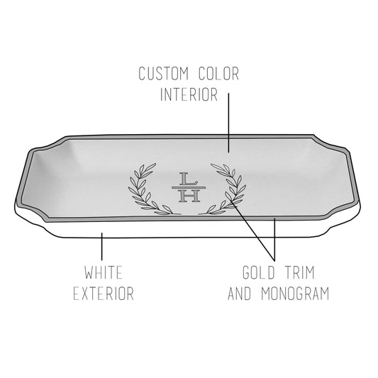 Custom Color Laurel Monogram Trays