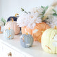 Layered Leaves Pumpkin Jars with 22K Gold Accents in Light Blue | Wholesale