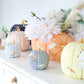 Layered Leaves Pumpkin Jars with 22K Gold Accents in Light Blue