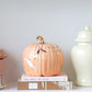 Layered Leaves Pumpkin Jars with 22K Gold Accents in Sheer Orange