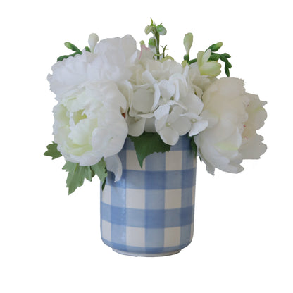 Gingham Large Vase/ Utensil Holder