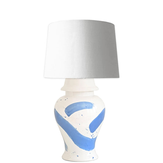 French Blue Brushstroke Ginger Jar Lamp | Wholesale