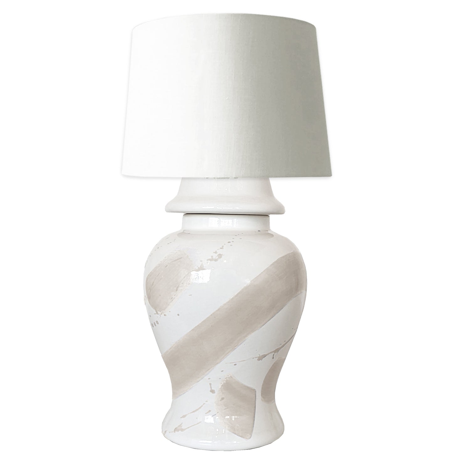 Beige Brushstroke Ginger Jar Lamp