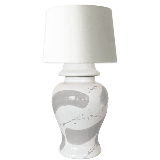 Light Gray Brushstroke Ginger Jar Lamp | Wholesale