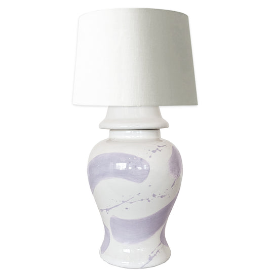 Light Lavender Brushstroke Ginger Jar Lamp