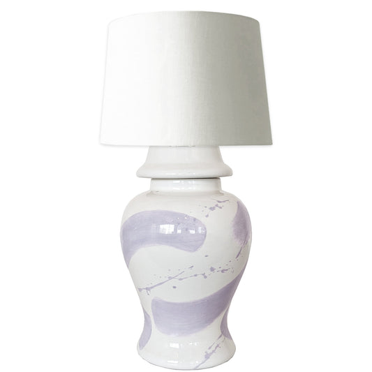 Light Lavender Brushstroke Ginger Jar Lamp | Wholesale