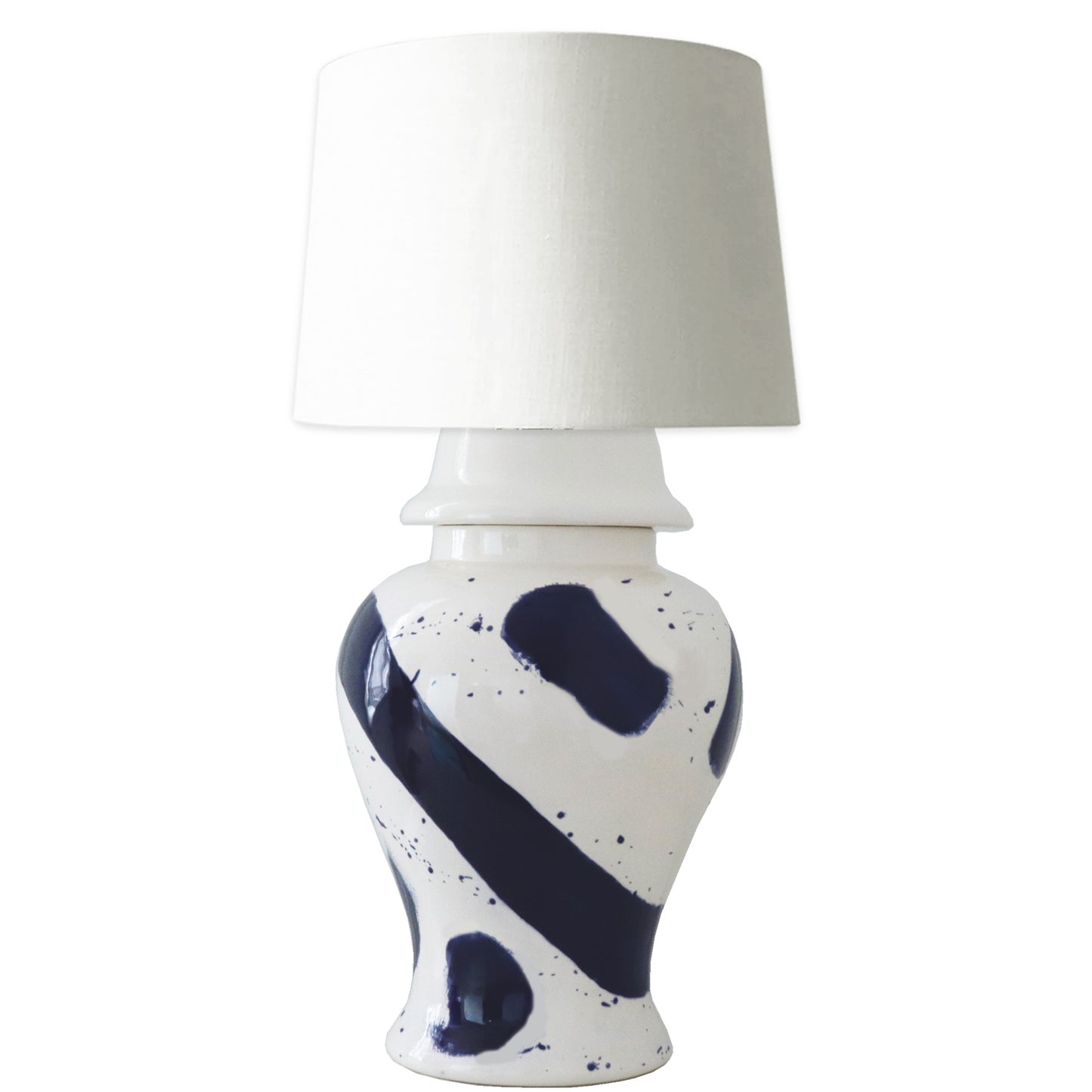 Navy Blue Brushstroke Ginger Jar Lamp