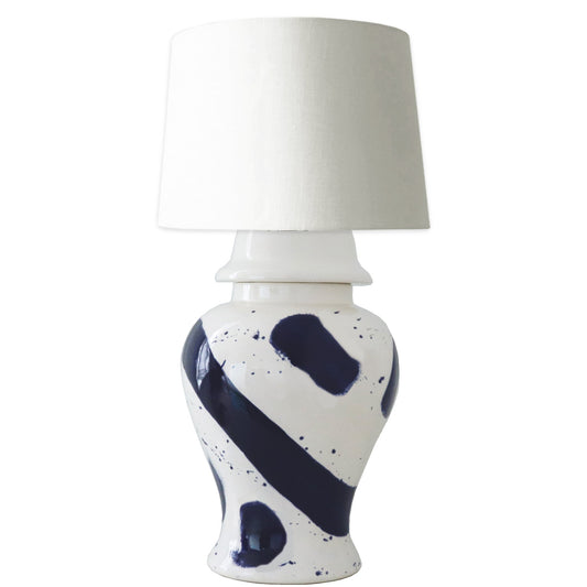 Navy Blue Brushstroke Ginger Jar Lamp | Wholesale