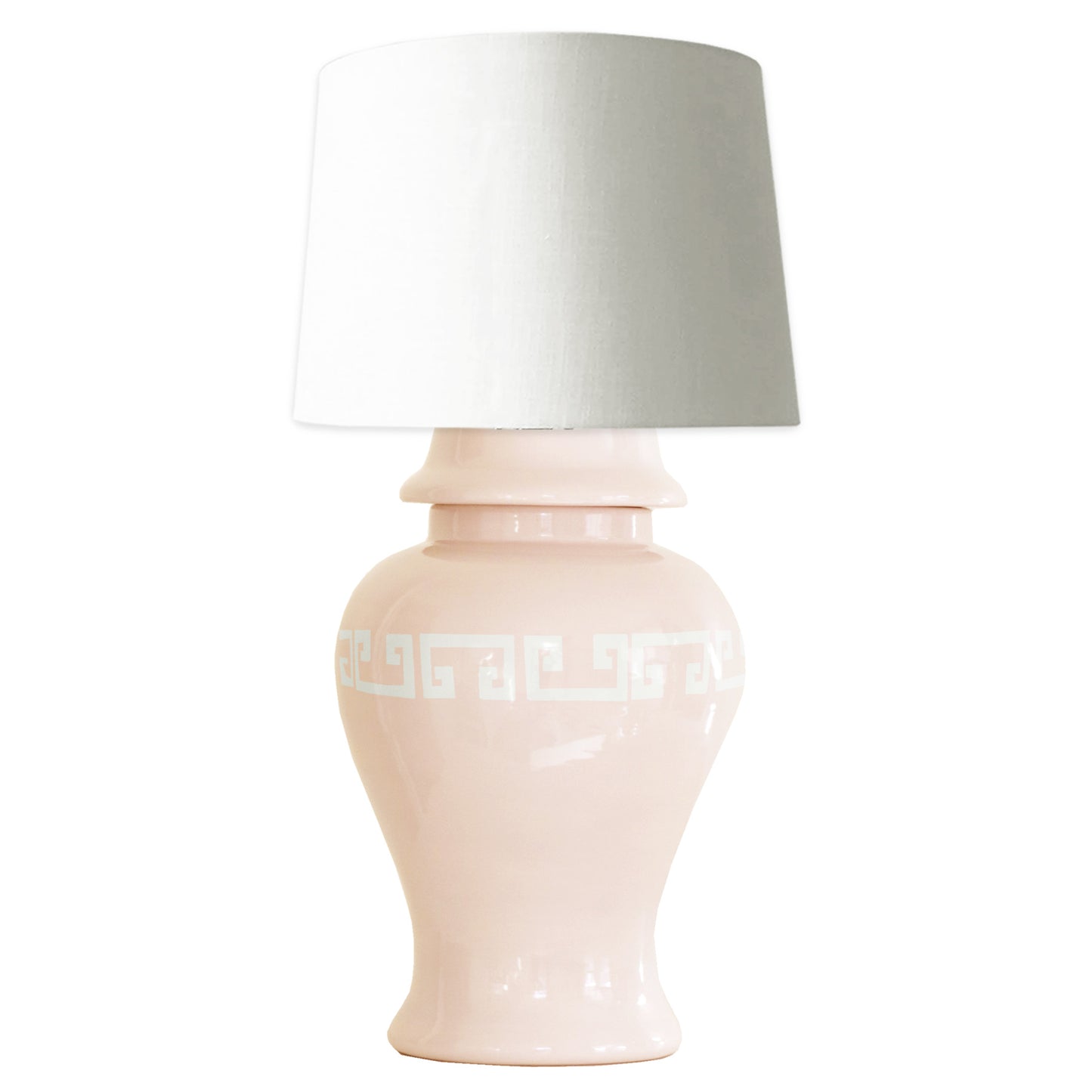 Blush Greek Key Ginger Jar Lamp