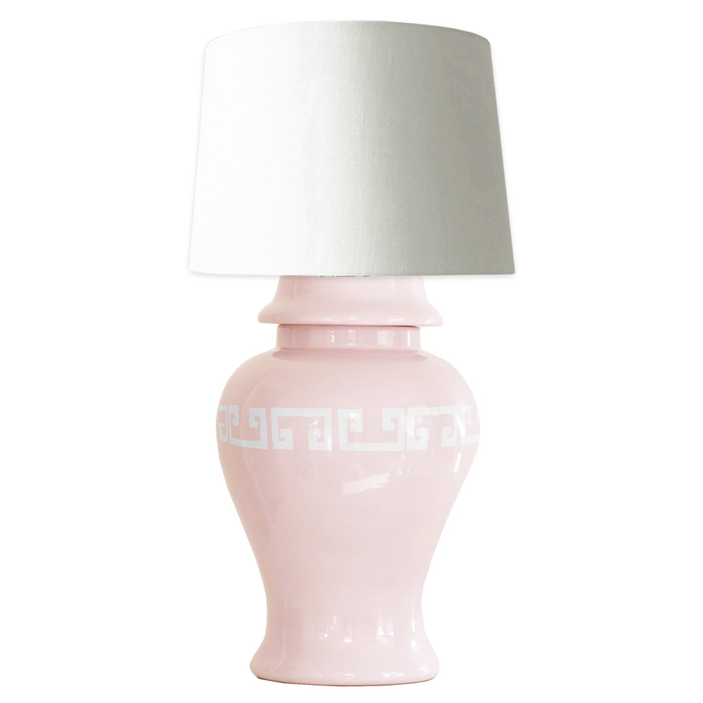 Cherry Blossom Pink Greek Key Ginger Jar Lamp | Wholesale