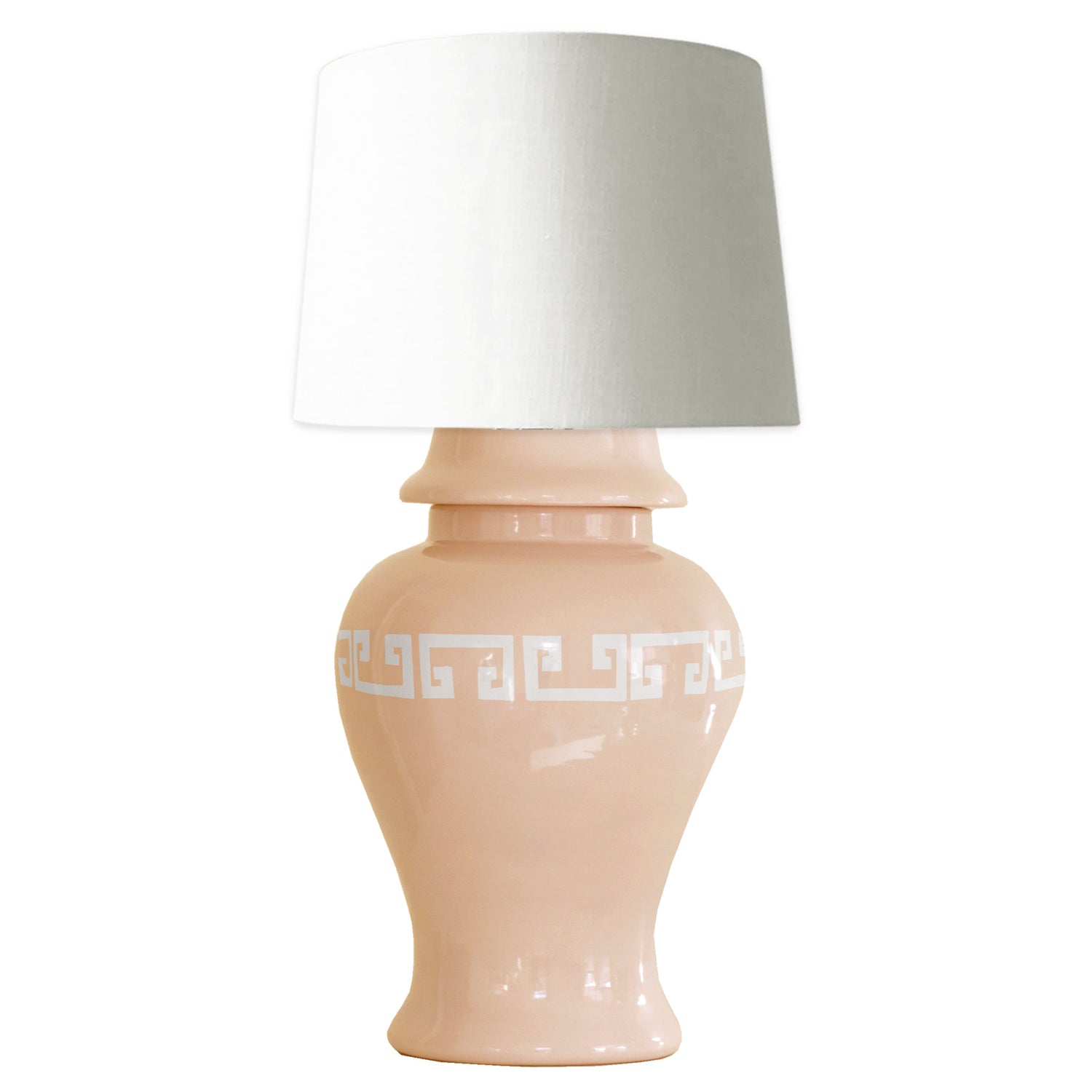 Coral Greek Key Ginger Jar Lamp
