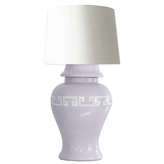 Light Lavender Greek Key Ginger Jar Lamp