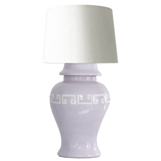 Light Lavender Greek Key Ginger Jar Lamp | Wholesale
