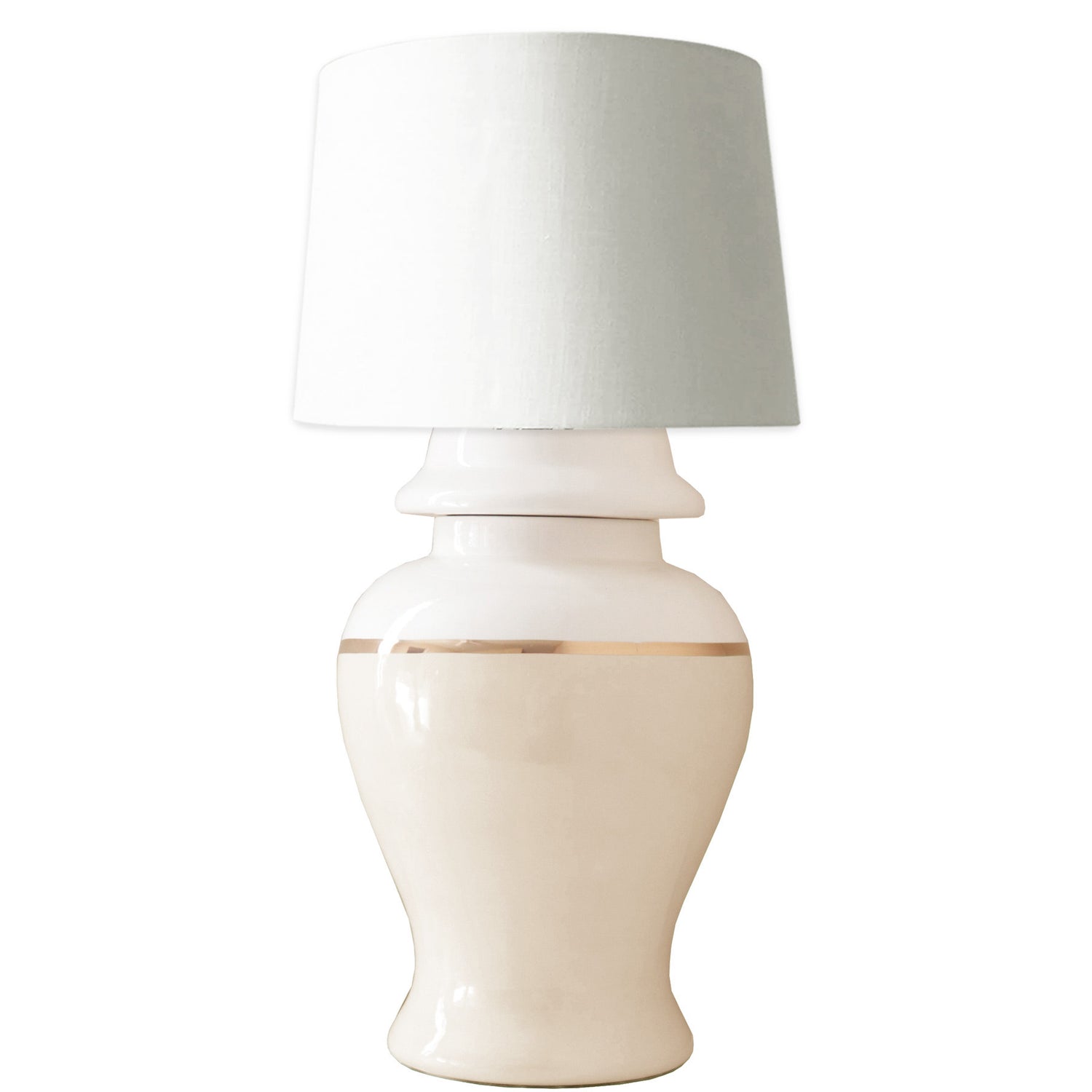 Beige Color Block Ginger Jar Lamp