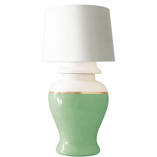 Cabbage Patch Green Color Block Ginger Jar Lamp