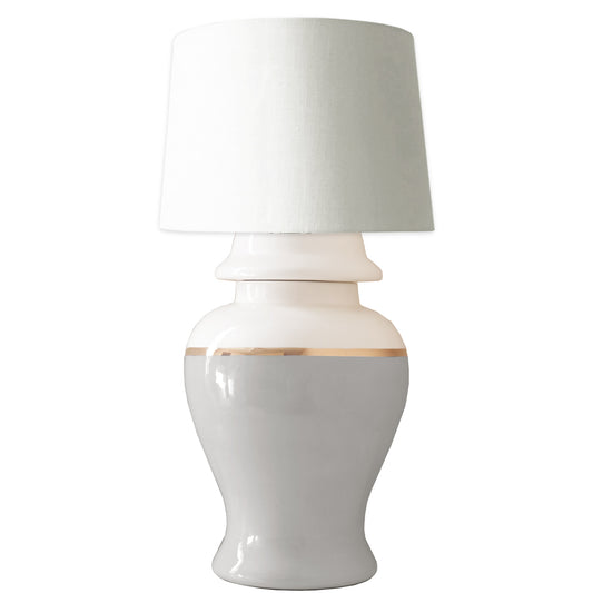 Light Gray Color Block Ginger Jar Lamp