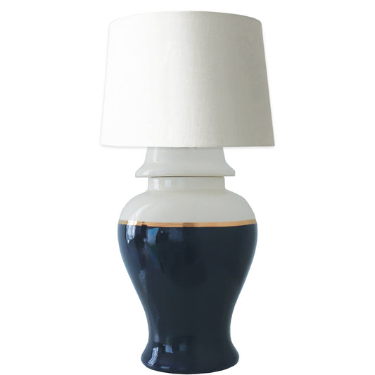 Navy Color Block Ginger Jar Lamp