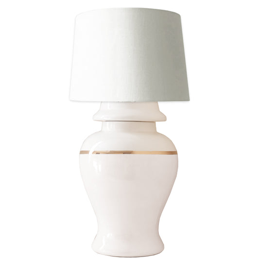 White Color Block Ginger Jar Lamp