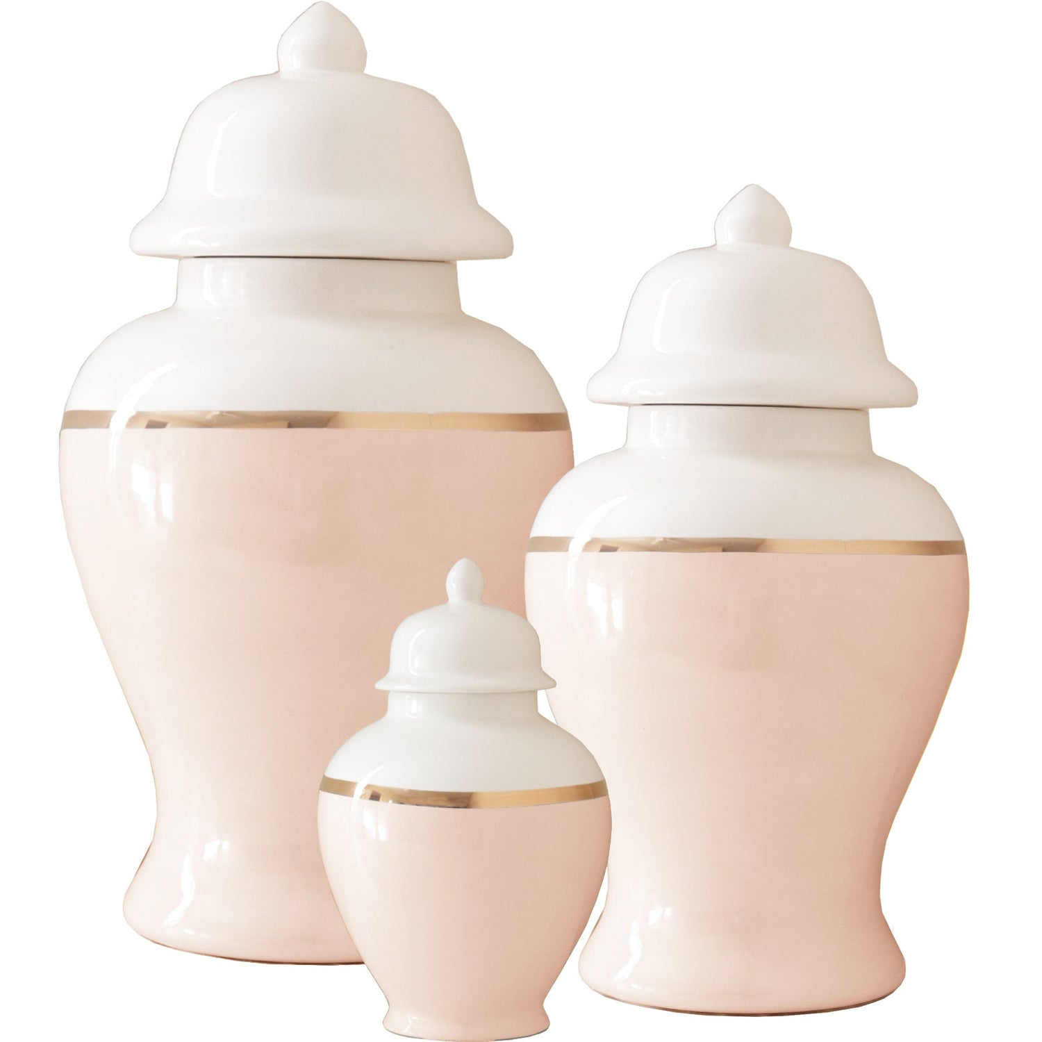Blush Color Block Ginger Jar with Gold Accent