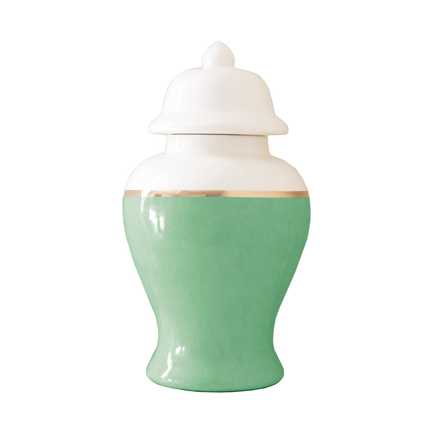 Cabbage Patch Green Color Block Ginger Jar with Gold Accent