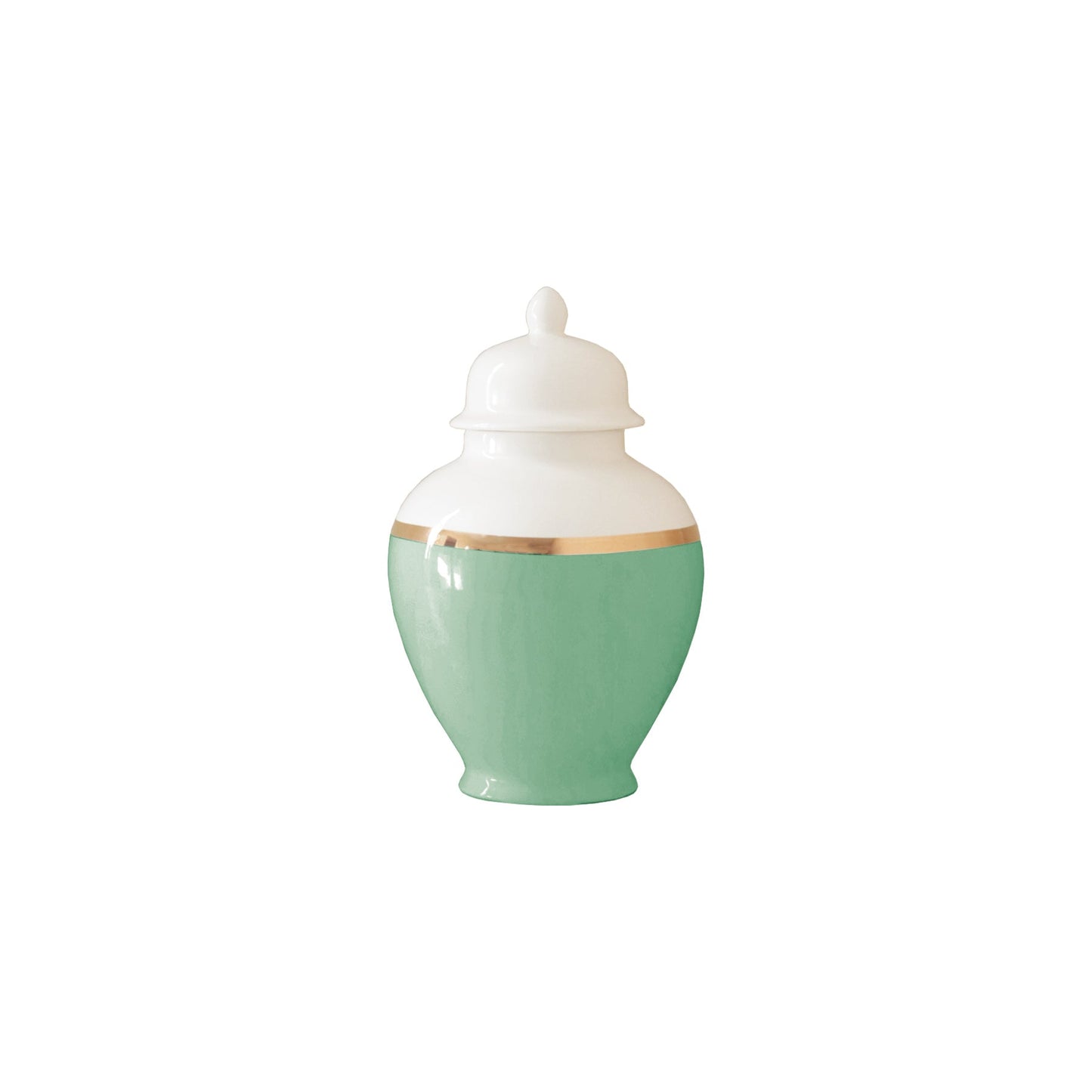 Cabbage Patch Green Color Block Ginger Jar with Gold Accent
