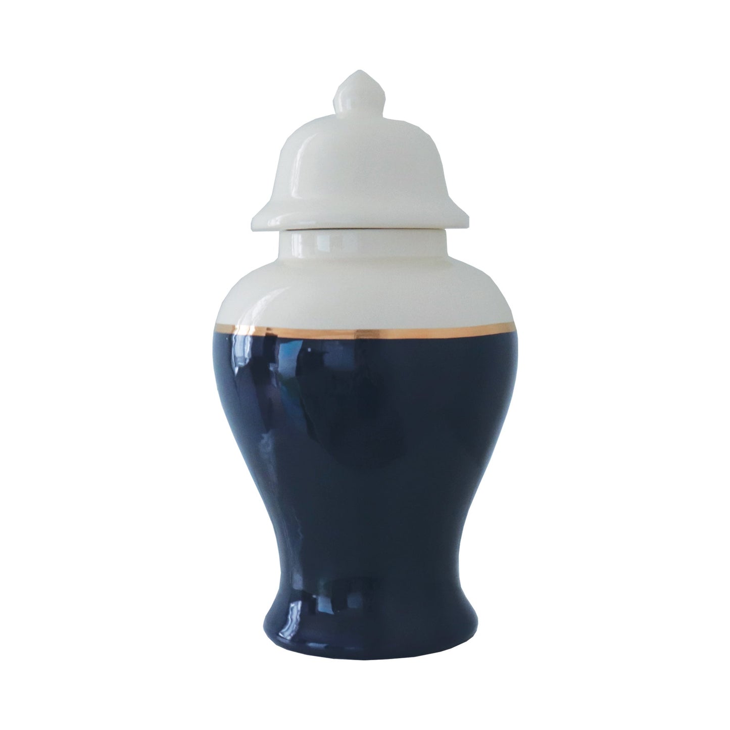 Navy Blue Color Block Ginger Jar with Gold Accent | Wholesale