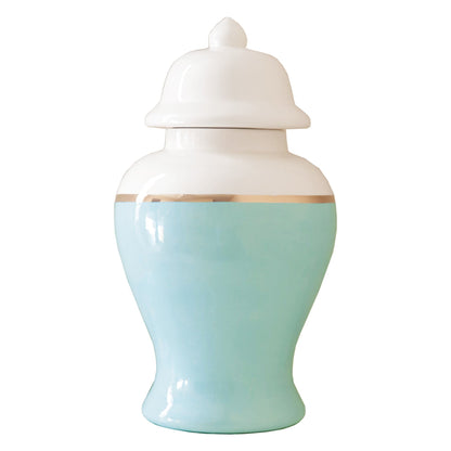 Robin's Egg Blue Color Block Ginger Jar with Gold Accent | Wholesale