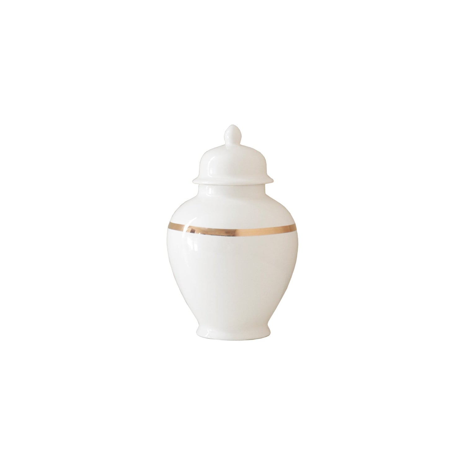 White Color Block Ginger Jar with Gold Accent