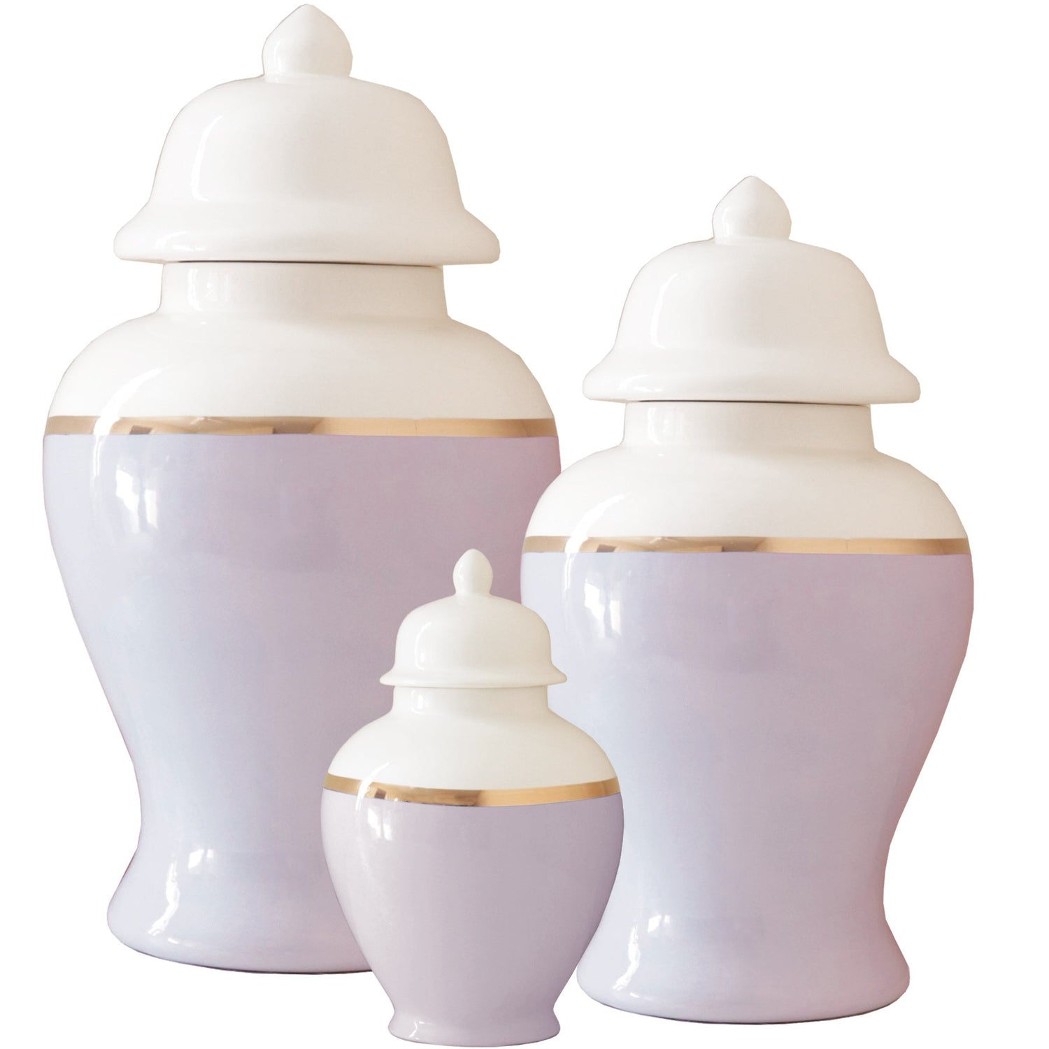 Light Lavender Color Block Ginger Jar with Gold Accent