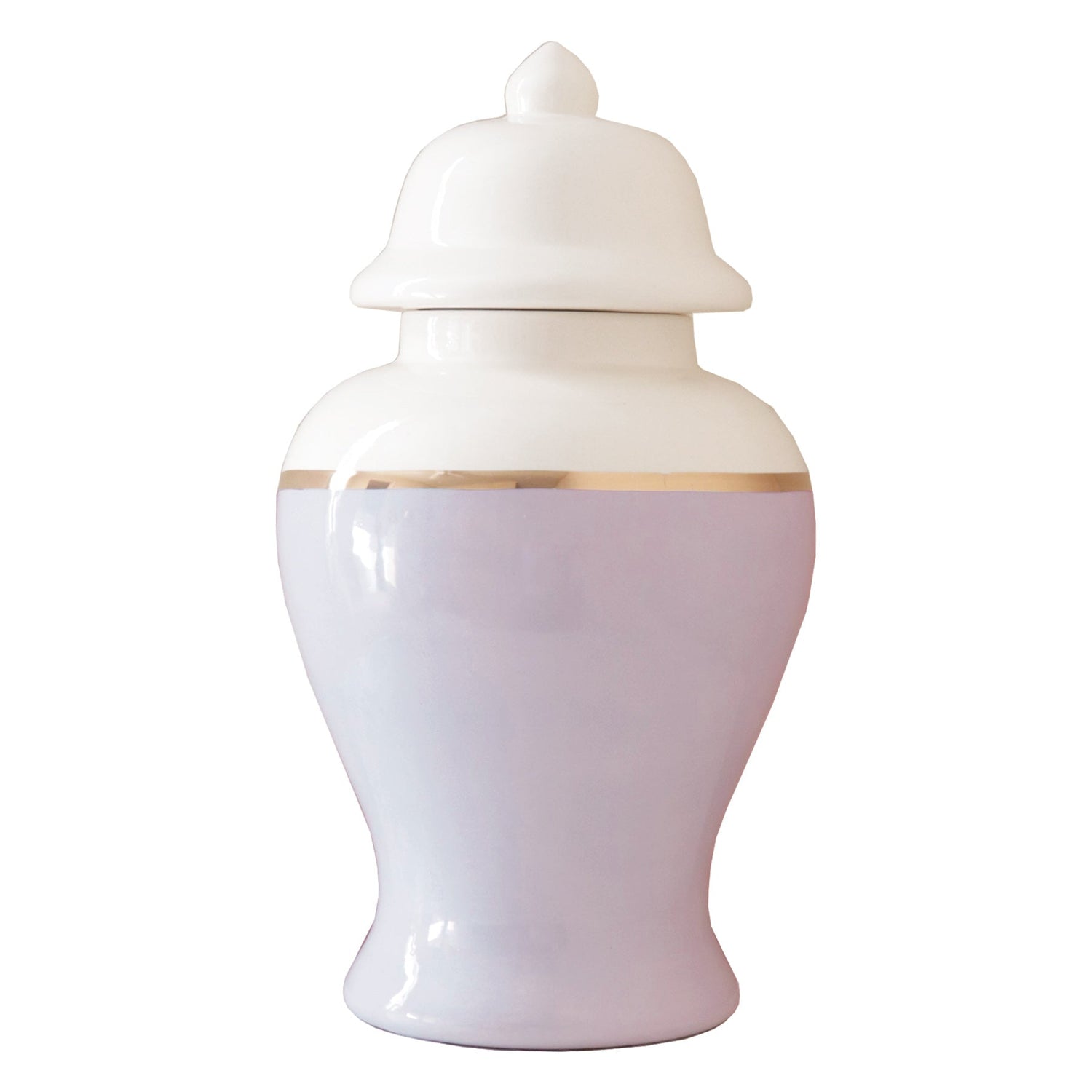 Light Lavender Color Block Ginger Jar with Gold Accent