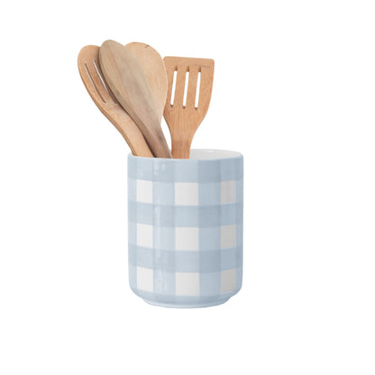 Gingham Large Vase/ Utensil Holder