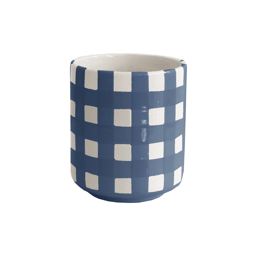 Large Vase - Navy Gingham main image 1