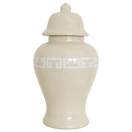 Beige Greek Key Ginger Jars