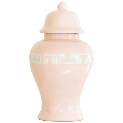 Blush Greek Key Ginger Jars