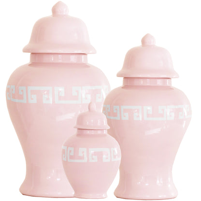 Cherry Blossom Pink Greek Key Ginger Jars | Wholesale